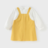Dave&Bella Toddler Girls Cute Yellow Doll Collar Faux Two-piece Princess Dress