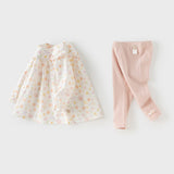 Dave&Bella Toddler Girls Light Pink Cute Print Long Sleeve Soft Top Pant Suits