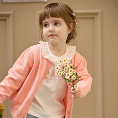 Dave&Bella Toddler Girls Sweet Light Pink/White Cotton T-shirt Tops