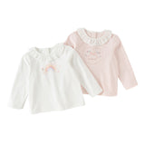 Dave&Bella Toddler Girls Sweet Light Pink/White Cotton T-shirt Tops