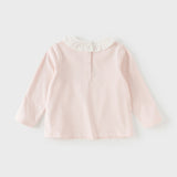 Dave&Bella Toddler Girls Sweet Light Pink/White Cotton T-shirt Tops