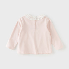 Dave&Bella Toddler Girls Sweet Light Pink/White Cotton T-shirt Tops