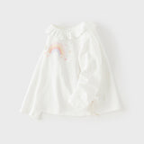 Dave&Bella Toddler Girls Sweet Light Pink/White Cotton T-shirt Tops