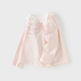 Dave&Bella Toddler Girls Sweet Light Pink/White Cotton T-shirt Tops