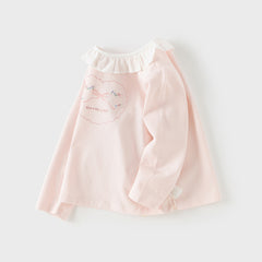 Dave&Bella Toddler Girls Sweet Light Pink/White Cotton T-shirt Tops