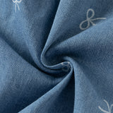 Dave&Bella Toddler Girls Sweet Denim Blue Bow print Breathable Cotton Drawstring Jeans