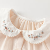 Dave&Bella Toddler Girls Sweet Pink Flower Embroidery Cotton Shirt Tops