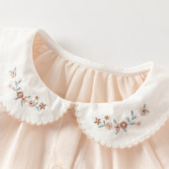 Dave&Bella Toddler Girls Sweet Pink Flower Embroidery Cotton Shirt Tops