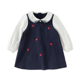 Dave&Bella Toddler Girls Navy Blue Long Sleeve Comfortable Party Dress