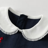 Dave&Bella Toddler Girls Navy Blue Long Sleeve Comfortable Party Dress