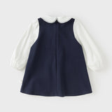 Dave&Bella Toddler Girls Navy Blue Long Sleeve Comfortable Party Dress