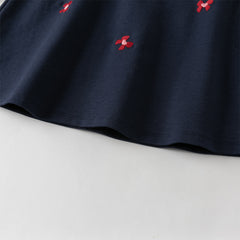 Dave&Bella Toddler Girls Navy Blue Long Sleeve Comfortable Party Dress
