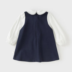 Dave&Bella Toddler Girls Navy Blue Long Sleeve Comfortable Party Dress