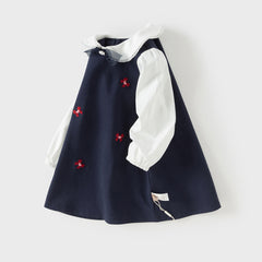 Dave&Bella Toddler Girls Navy Blue Long Sleeve Comfortable Party Dress