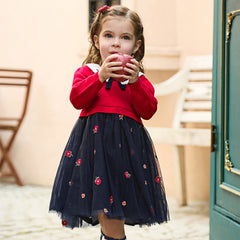 Dave&Bella Toddler Girls Adorable Red A-line Mesh Princess Dress