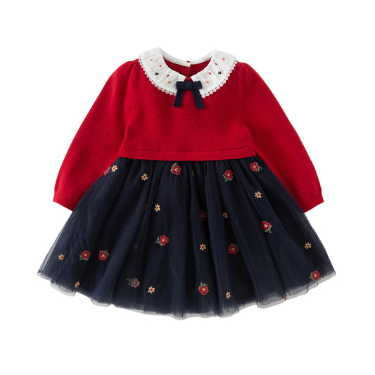 Dave&Bella Toddler Girls Adorable Red A-line Mesh Princess Dress