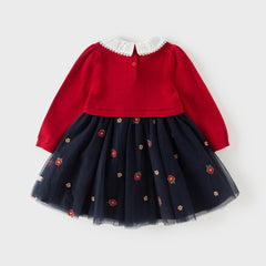 Dave&Bella Toddler Girls Adorable Red A-line Mesh Princess Dress