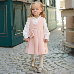 Dave&Bella Toddler Girls Sweet Pink Turtle Fake-two-piece A-line Dress(wallet bag)