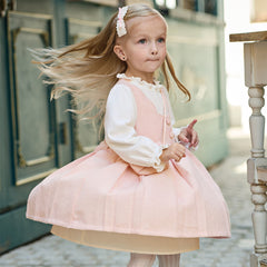 Dave&Bella Toddler Girls Sweet Pink Turtle Fake-two-piece A-line Dress(wallet bag)