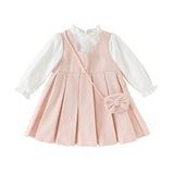 Dave&Bella Toddler Girls Sweet Pink Turtle Fake-two-piece A-line Dress(wallet bag)