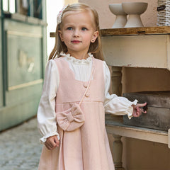 Dave&Bella Toddler Girls Sweet Pink Turtle Fake-two-piece A-line Dress(wallet bag)