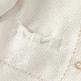 Dave&Bella Toddler Girls Elegant Milk White Round Collar Long Sleeve Jackets