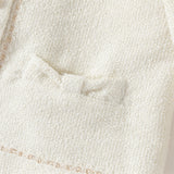 Dave&Bella Toddler Girls Elegant Milk White Round Collar Long Sleeve Jackets