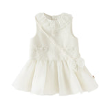Dave&Bella Toddler Girls Elegant Milk White Sleeveless A-line Mesh Dress(wallet bag)