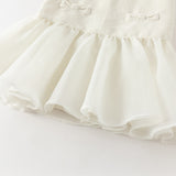 Dave&Bella Toddler Girls Elegant Milk White Sleeveless A-line Mesh Dress(wallet bag)