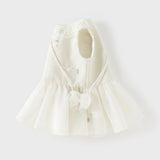 Dave&Bella Toddler Girls Elegant Milk White Sleeveless A-line Mesh Dress(wallet bag)