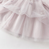 Dave&Bella Toddler Girls Noble Light Purple Doll Collar Long-sleeved Soft Mesh Dress