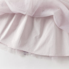 Dave&Bella Toddler Girls Noble Light Purple Doll Collar Long-sleeved Soft Mesh Dress