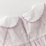 Dave&Bella Toddler Girls Noble Light Purple Doll Collar Long-sleeved Soft Mesh Dress