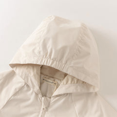 Dave&Bella Toddler Girls Light Khaki Outdoor Waterproof Lightweight Hooded Jackets