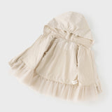 Dave&Bella Toddler Girls Light Khaki Outdoor Waterproof Lightweight Hooded Jackets