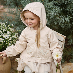 Dave&Bella Toddler Girls Light Khaki Outdoor Waterproof Lightweight Hooded Jackets