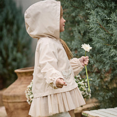 Dave&Bella Toddler Girls Light Khaki Outdoor Waterproof Lightweight Hooded Jackets