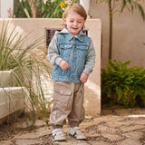 Dave&Bella Toddler Boys Outwear Hooded Comfortable Cotton Denim Blue Jackets