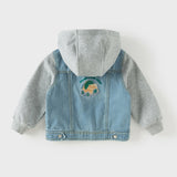 Dave&Bella Toddler Boys Outwear Hooded Comfortable Cotton Denim Blue Jackets