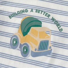 Dave&Bella Toddler Boys Playful Blue White Striped Soft Cotton T-shirt Tops