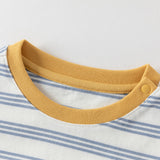 Dave&Bella Toddler Boys Playful Blue White Striped Soft Cotton T-shirt Tops