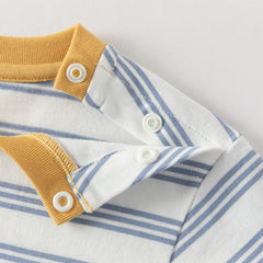 Dave&Bella Toddler Boys Playful Blue White Striped Soft Cotton T-shirt Tops