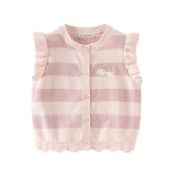 Dave&Bella Toddler Girls Pink Purple Striped Comfortable Cotton Sleeveless Vests