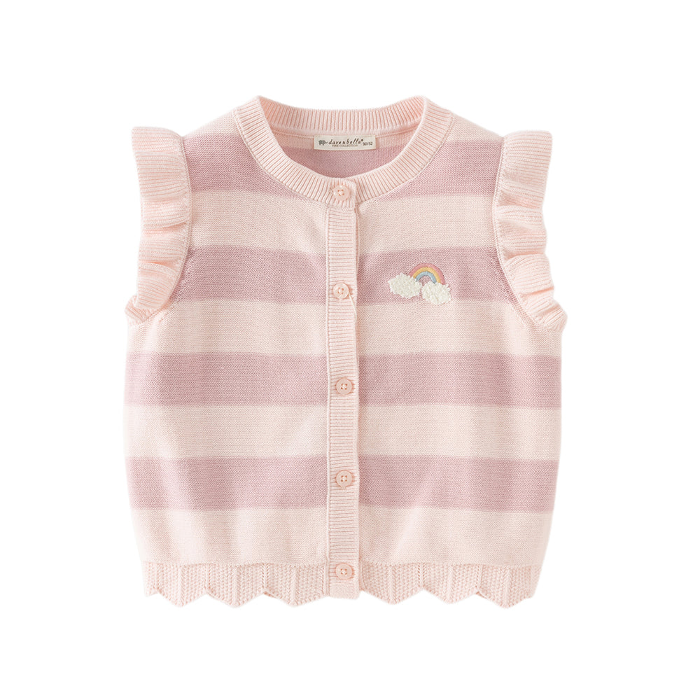 Dave&Bella Toddler Girls Pink Purple Striped Comfortable Cotton Sleeveless Vests