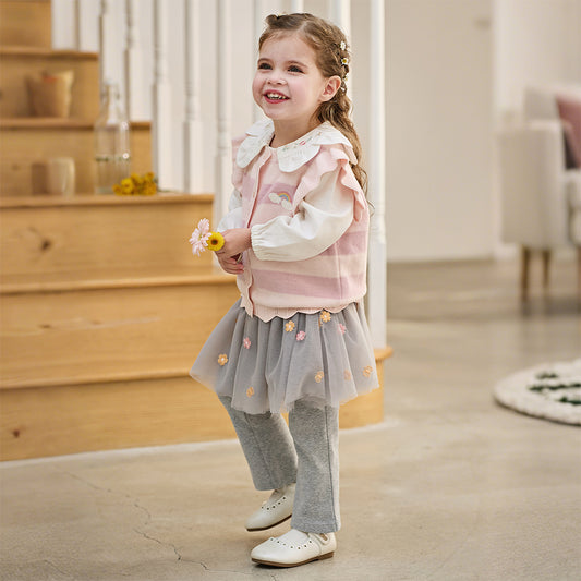 Dave&Bella Toddler Girls Pink Purple Striped Comfortable Cotton Sleeveless Vests