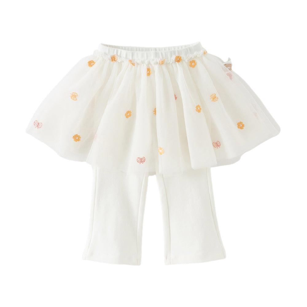 Dave&Bella Toddler Girls Fashion Light Grey/White Mesh Dress-style Pants