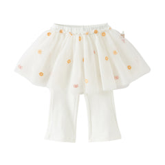 Dave&Bella Toddler Girls Fashion Light Grey/White Mesh Dress-style Pants