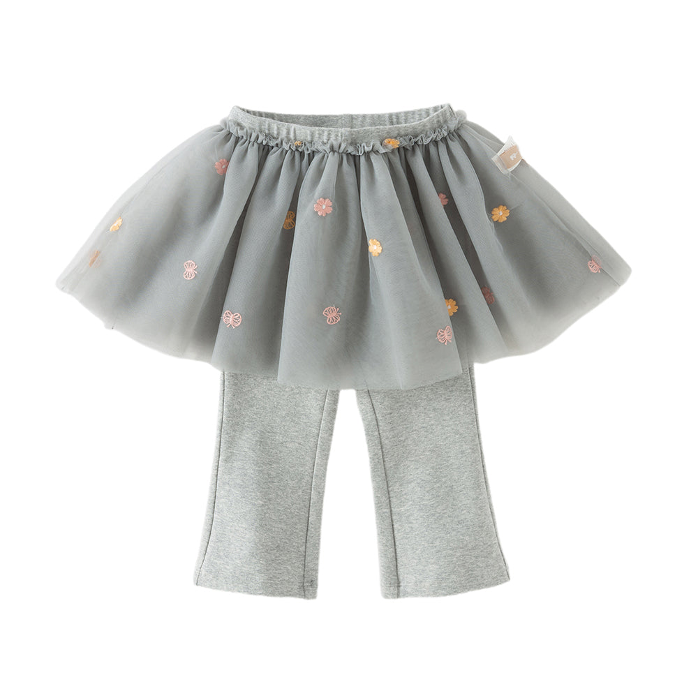 Dave&Bella Toddler Girls Fashion Light Grey/White Mesh Dress-style Pants