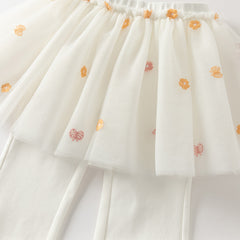 Dave&Bella Toddler Girls Fashion Light Grey/White Mesh Dress-style Pants