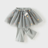 Dave&Bella Toddler Girls Fashion Light Grey/White Mesh Dress-style Pants